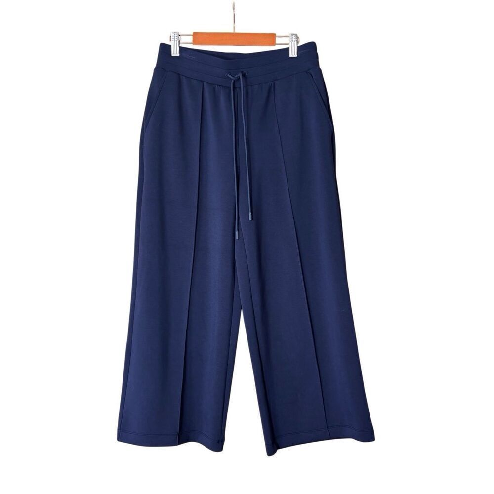 Talbots Airknit Stretch Wide Crop Pants blue Small Petite travel capsules